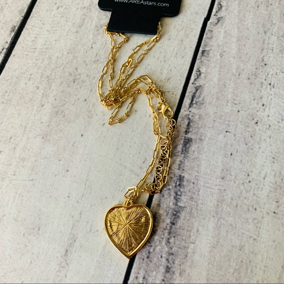 New 💗 AREA STARS Gold-tone Layered Chain Heart Pendant Necklace - Picture 5 of 5